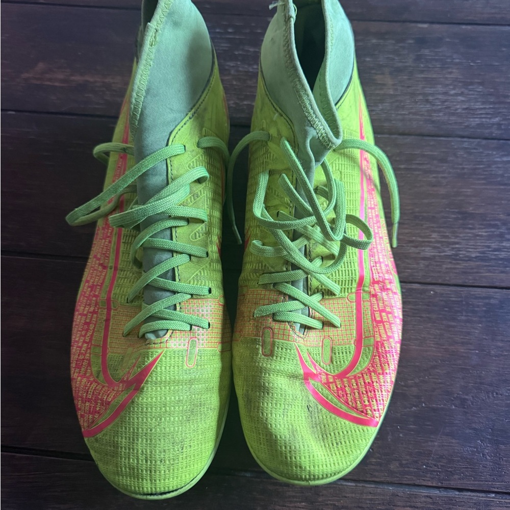 Nike Neon Yellow-Green Soccer Cleats with Pink Interior